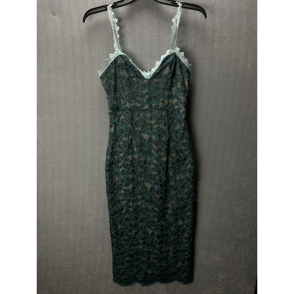 Lulus Blue Lace Dress Womens Small Sleeveless V Neck Party Cocktail Knee Length